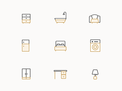 Furniture Icon Set design furniture icondesign icons minimalism ui