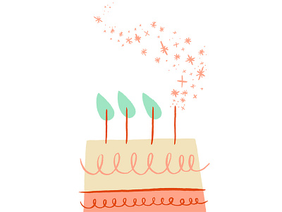 Cake birthday cake candles flame illustration magical sparkles