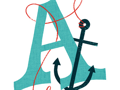 A is for Anchor alphabet anchor blue illustration letter a nautical typography