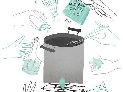 Collaboration for Mailchimp blue collaboration cooking editorial green hands illustration mailchimp pot