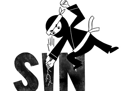 Sin ninja character christian illustration ninja typography