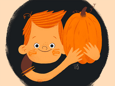 Pumpkin head Timothy character halloween illustration pumpkin