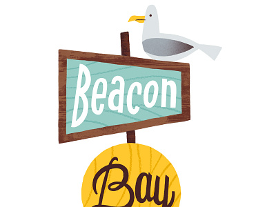 Beacon Bay logo branding illustration logo nautical seagull sign typography