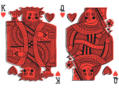 King and queen of hearts hearts illustration king playing cards queen red typography valentines day