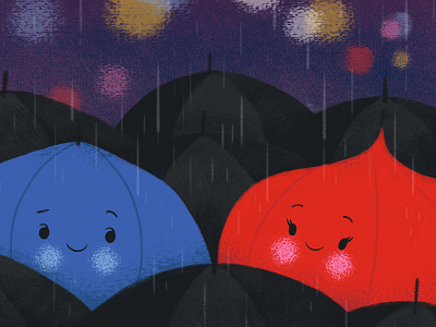 Umbrella love illustration night pixar pixar short rain the blue umbrella umbrellas