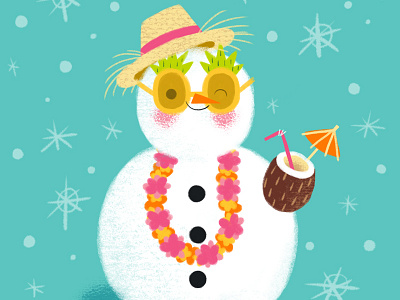 Snowman holiday character illustration snow snowman summer tropical winter