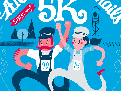 Ales for Rail-Trails 5K 2015 character illustration typography