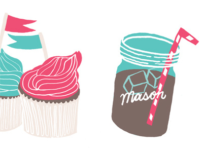 A secret illo... cupcakes illustration mason jar tea