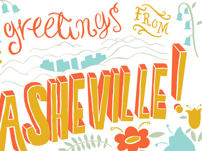 Greetings from Asheville illustration nc typography