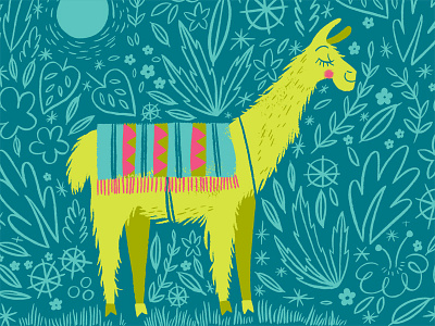 Put the llama in the coconut flowers illustration llama pattern