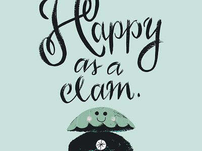 Happy as a clam character clam happy as a clam illustration ocean pearl typography