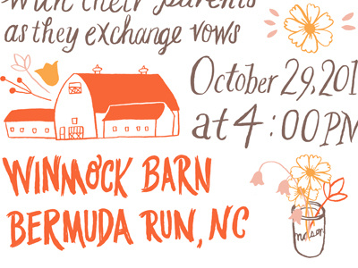 Barn invitation barn flowers illustration invitation typography wedding