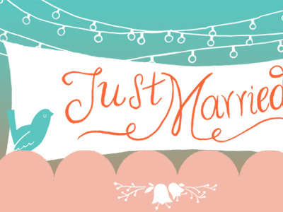 Just married bird illustration typography wedding