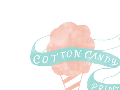 Cotton candy cotton candy illustration ribbon typography