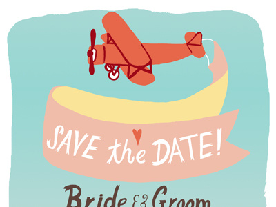 Save the date banner banner illustration plane typography