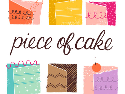 Piece of cake cake food hand lettering illustration rainbow sprinkles typography