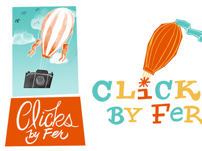 Clicks By Fer tres balloon camera clouds hot air balloon illustration photography typography