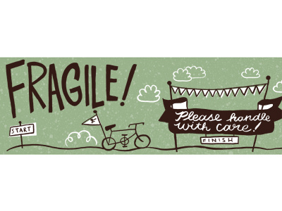 Folly packing tape bike clouds illustration ribbon shipping tape typography