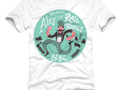 Ales for Rail Trails tee ale illustration marathon runner t shirt typography