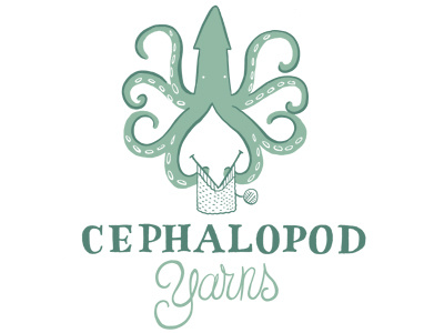 Cephalopod Yarns illustration knitting logo squid typography yarn