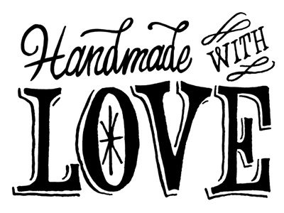 Handmade with Love illustration stamp typography