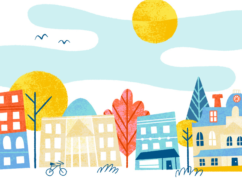 Raleigh trees state capital downtown houses print buildings city north carolina raleigh illustration