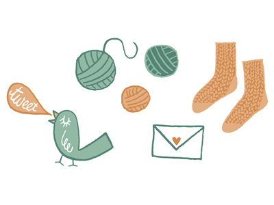 Icons for Cephalopod Yarns bird icons illustration knit socks typography yarn