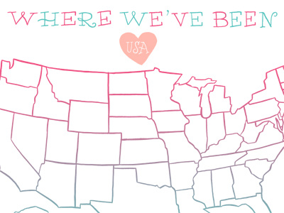 Couple's map heart illustration map typography usa