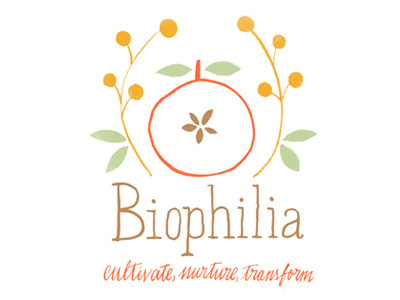 Biophilia apple branding flowers gardening identity illustration logo typography