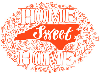 Home sweet NC II cardinal illustration north carolina red typography