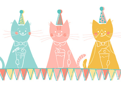 Kitty cream birthday bunting icecream illustration kitties shakes