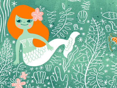 Mermaid, mermaid! aquatic fish illustration mermaid sea life shells underwater
