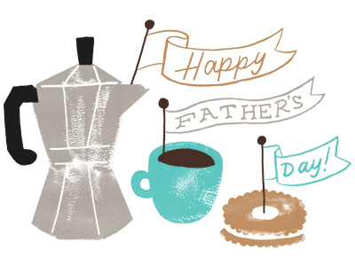 Fathers Day espresso coffee cookie cup espresso illustration moka pot typography