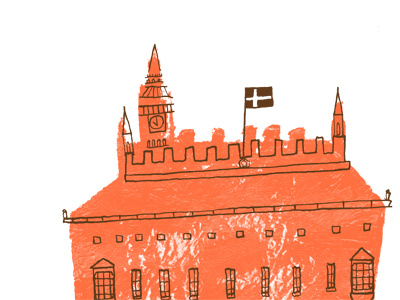 Copenhagen city hall building city hall copenhagen flag illustration red