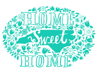 Home sweet NC floral illustration north carolina pattern typography