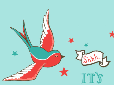 Shhh... banner bird illustration tattoo typography