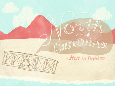 This Paper Carolina airplane illustration north carolina typography