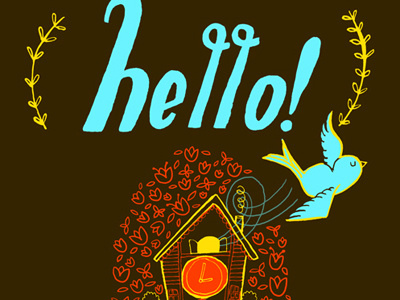Hello greeting card bird greeting hello illustration