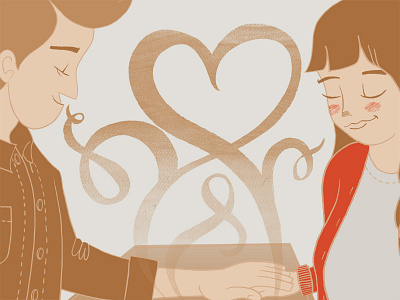 Coffee love brown coffee couple illustration love red steam