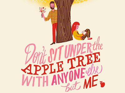 Under the Apple Tree apple flowers love people song lyrics tree typography