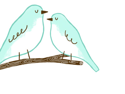 Blue birdies birds illustration