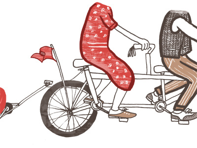 Bicycle built for three illustration