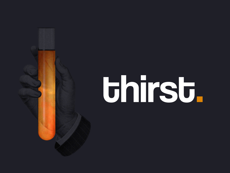 thirst. animated coolvetica glow hand science test tube thirst vintage