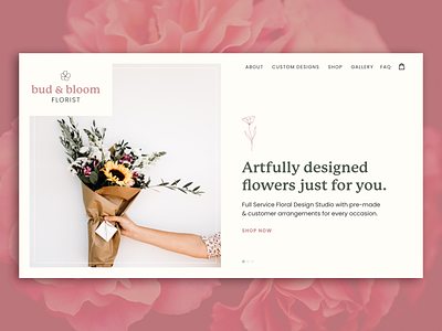 Bud & Bloom Florist design logo minimal typography ux vector web