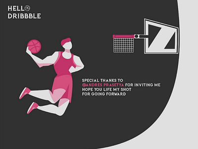 Hello Dribbble adobeillustrator basket basketball firstshot flat lllustration flatdesign hellodribbble