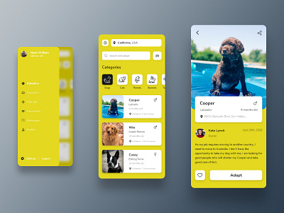 Pets adoption and donation app concept. adobe photoshop adobe xd appdesign ui uidesign uxui