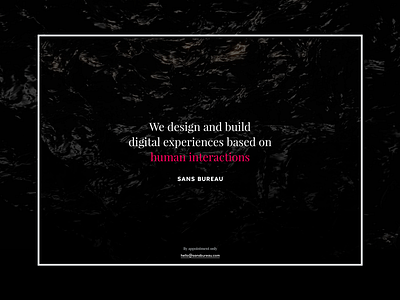 Sansbureau Coming Soon brand communication dark interaction landing red studio ui ux website