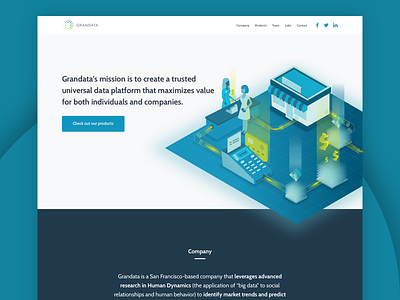 Grandata Website big data company green illustration landing startup web design website