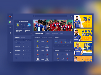 Indian Super League Dashboard animation art branding dashboard design flat illustration minimal ui ux