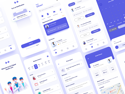 Digital Healthcare UI adobe adobexd animation app art branding calander chat cleanui dashboard design flat healthcare hospital illustration medical minimal ui uiux ux